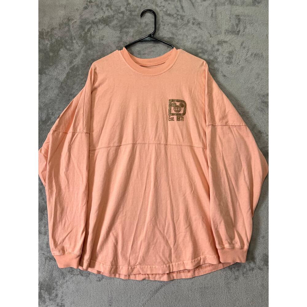 Disney Parks Spirit Jersey Disneyland‎ Resort Peach Gold Glitter Large